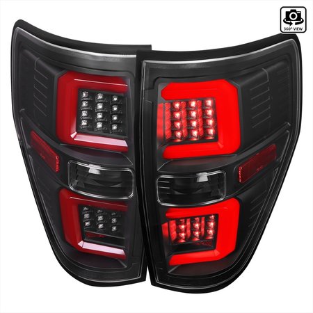 SPEC-D TUNING TAIL LIGHTS WITH RED LED BAR MATTE BLACK HOUSING AND CLEAR LENS, 2PK LT-F15009JRLED-G2-TM